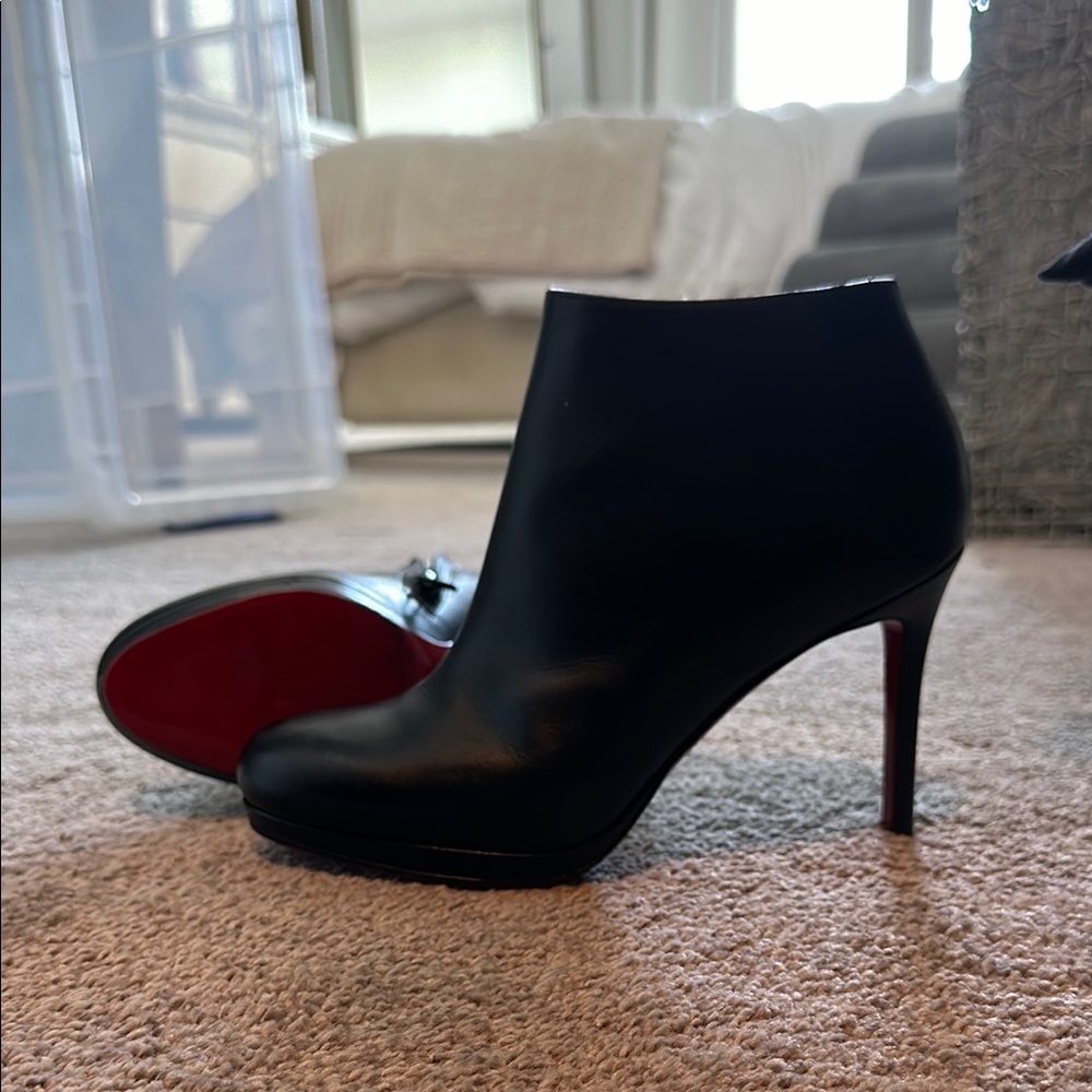 Christian Louboutin Black Ankle Boots red bottom